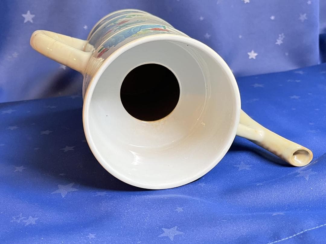 中国古玩 大清乾隆年製 鶏草花紋 茶器 水差し 置物 高さ約26.3cm 時代物