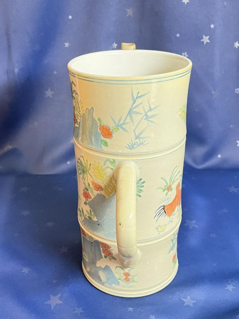 中国古玩 大清乾隆年製 鶏草花紋 茶器 水差し 置物 高さ約26.3cm 時代物