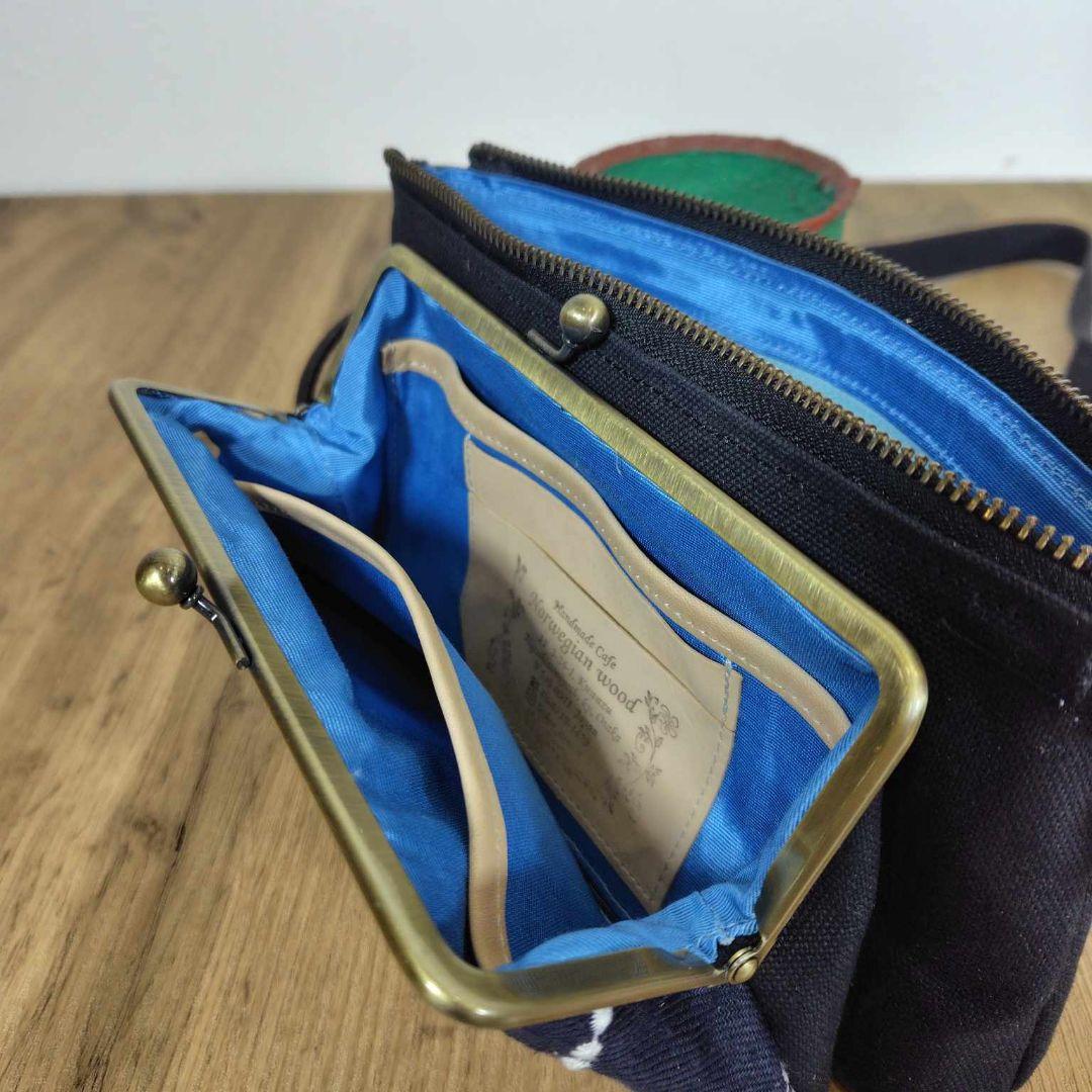 月*陽様 ミナペルホネン/タンバリンネイビー×白/がま口お財布ポシェット