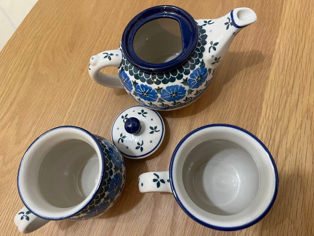 ポーリッシュポタリー ポーランド製 食器　ティーセット(ポット＆マグカップ2つ)