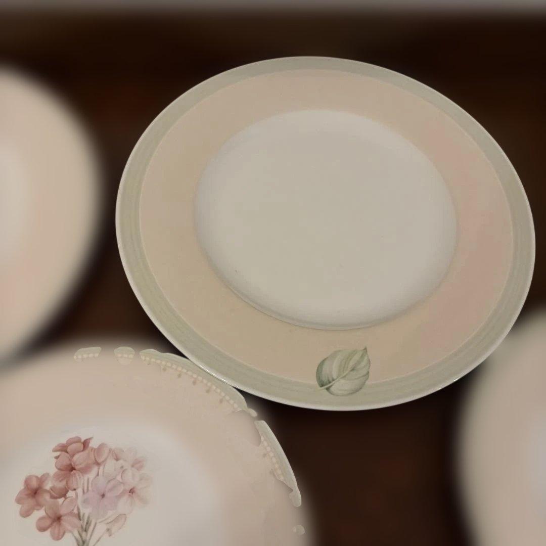 VILLEROY ＆ BOCH 花柄葉柄陶器大中4枚セット