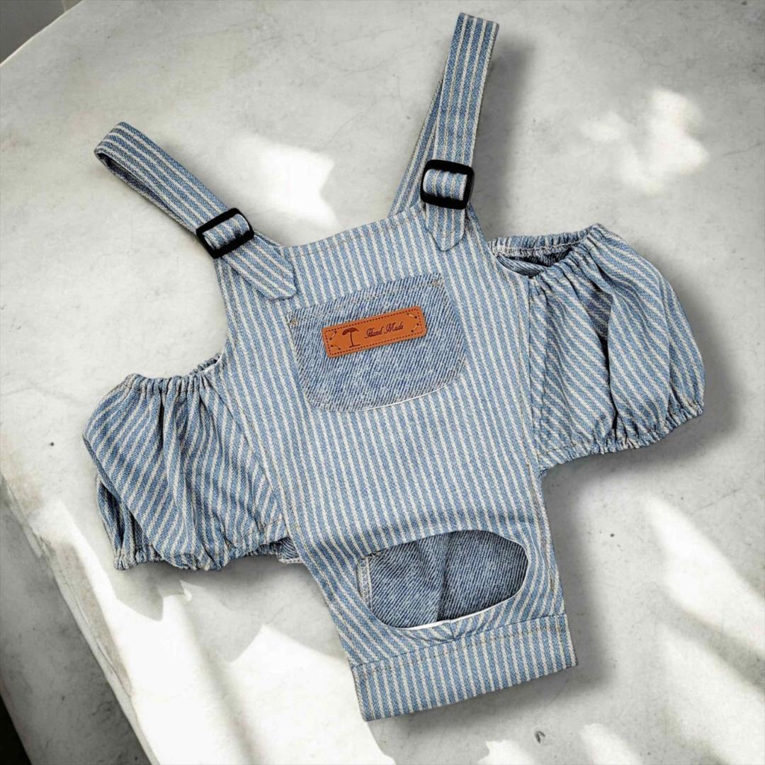 LOVOT ラボットの服ハンドメイド　ヒッコリーサロペットパンツ２着セット