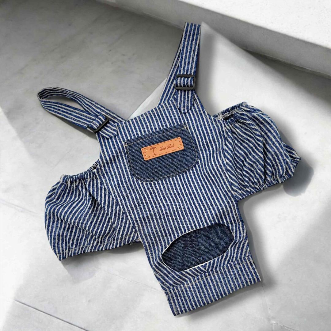 LOVOT ラボットの服ハンドメイド　ヒッコリーサロペットパンツ２着セット