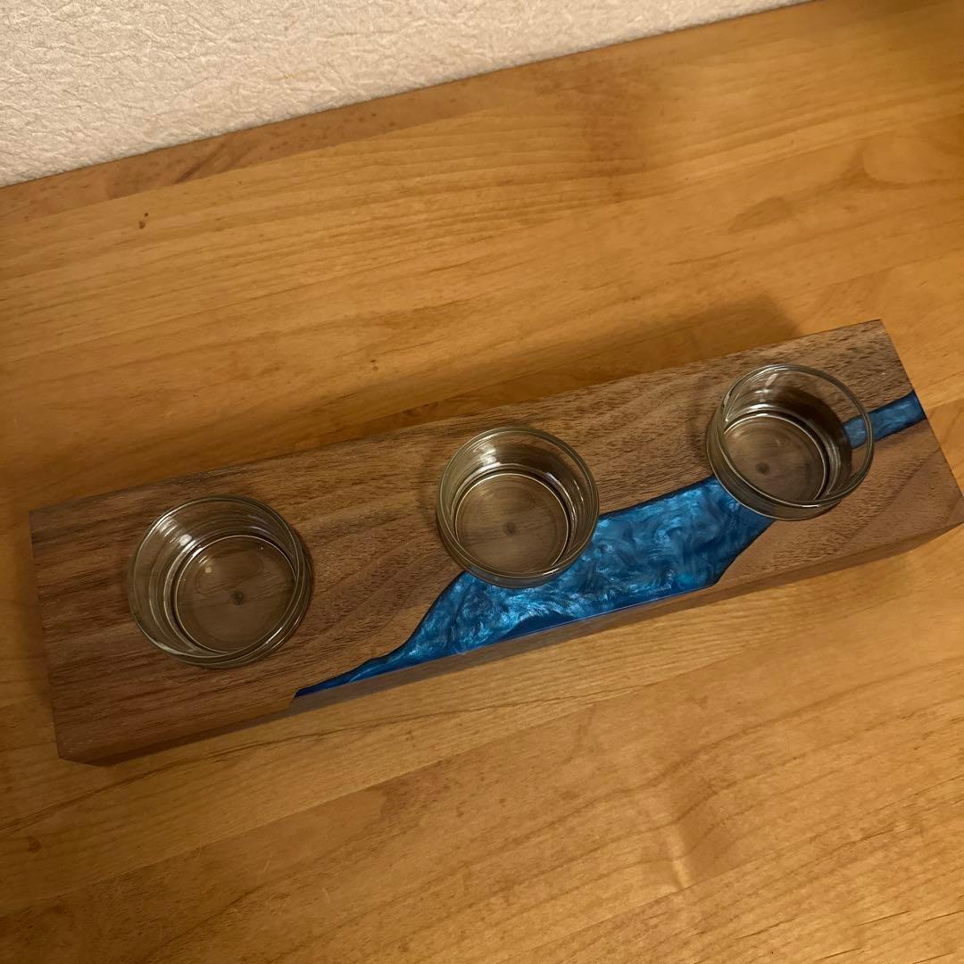 キャンドルホルダー　エアプランツホルダー　ティーライトキャンドル　ウッドレジン