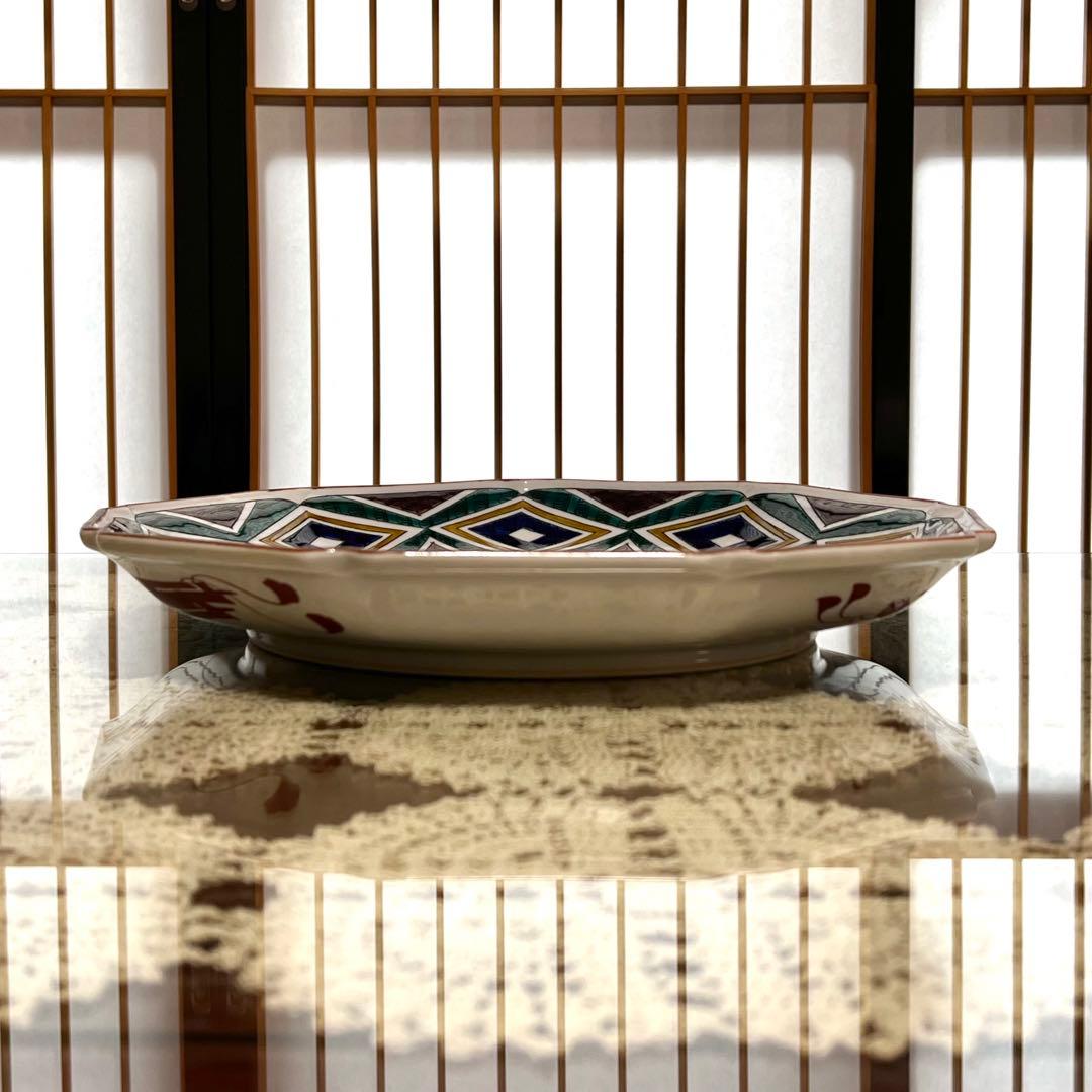 新品未使用 九谷焼 九谷秀幸 秀幸窯 飾皿 大皿 花鳥文様