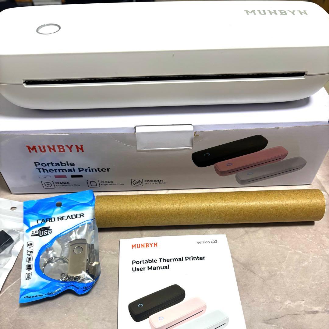 【最終値下げ】MUNBYN モバイルプリンター A4 感熱紙 1ロール付き
