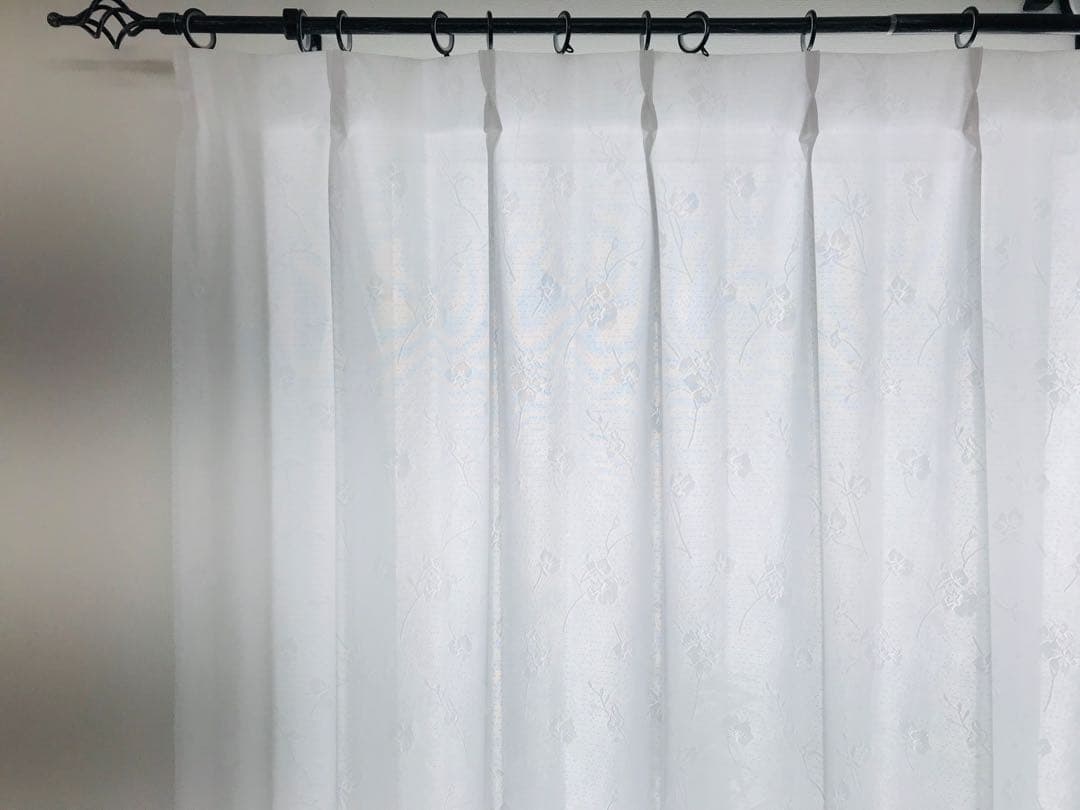 light　レースカーテン　フラワーWH 168㎝×200㎝ 2枚
