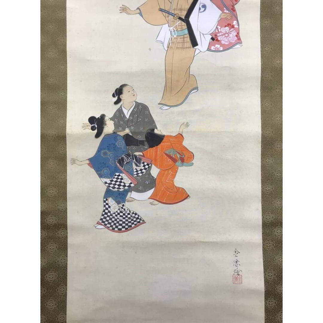 真作/金僊/大石内蔵助宴図/一力茶屋/人物図/掛軸/名家伝来/AK-808