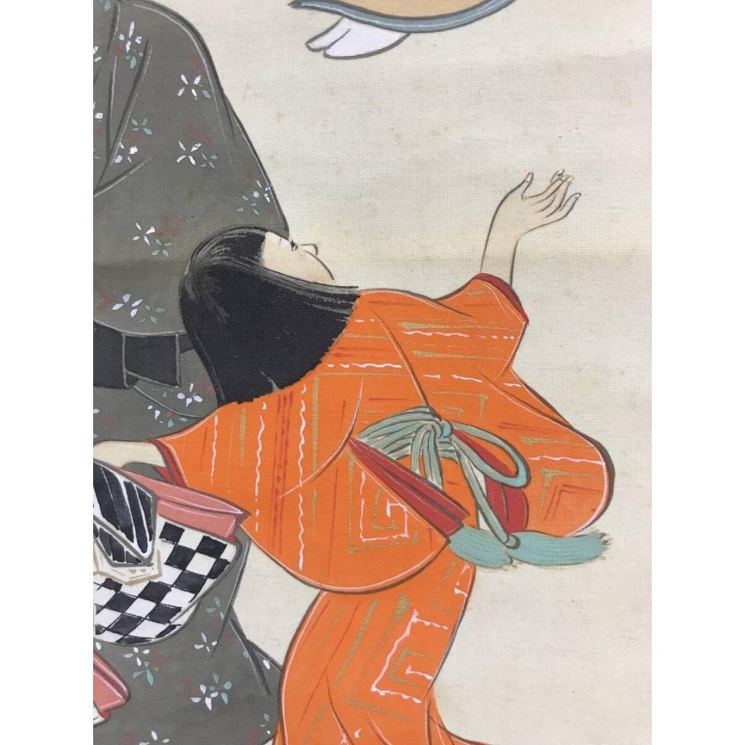 真作/金僊/大石内蔵助宴図/一力茶屋/人物図/掛軸/名家伝来/AK-808