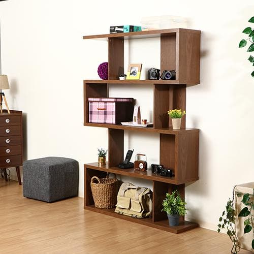 【新品・送料無料】Ｓ型ディスプレイシェルフ ブラウン