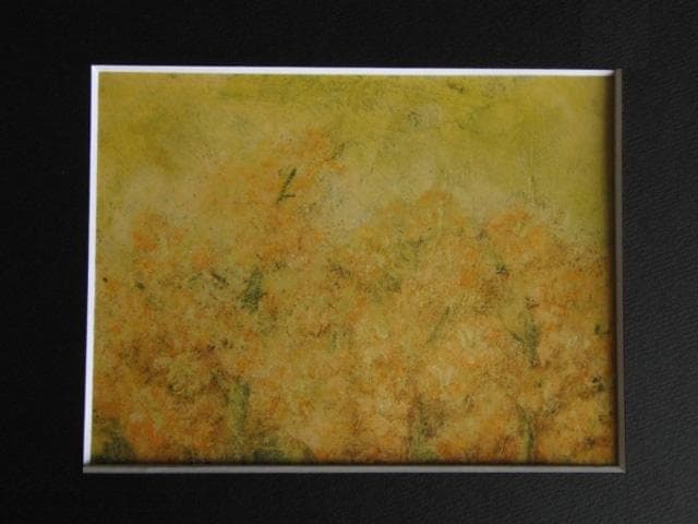 麻田博子、【菜の花】、希少な限定額装用画集画、新品高級額 額装付