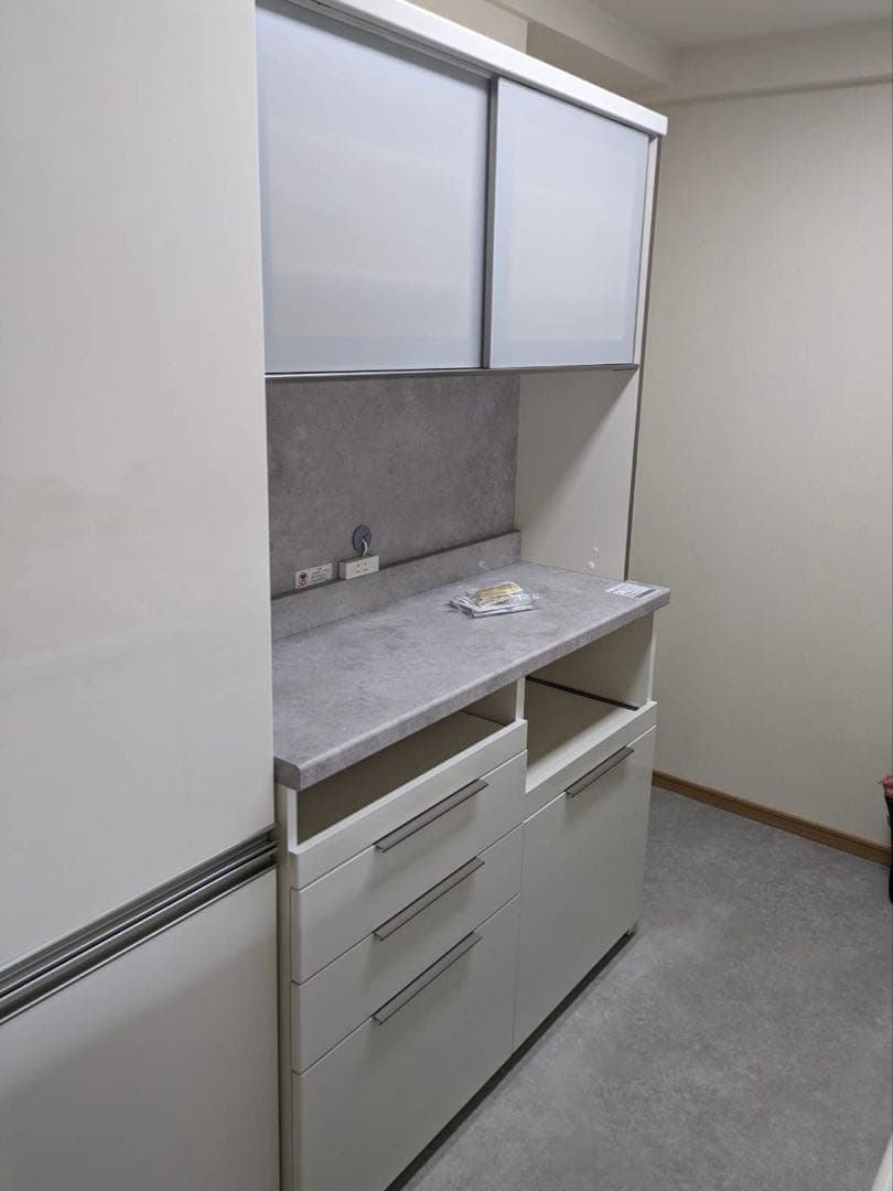 ホワイト キッチンカウンター 食器棚　幅120cm