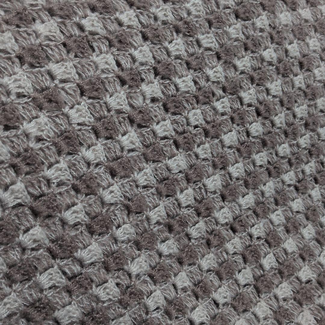 ギンガムチェック柄 手編みブランケット ひざ掛け マルチカバー