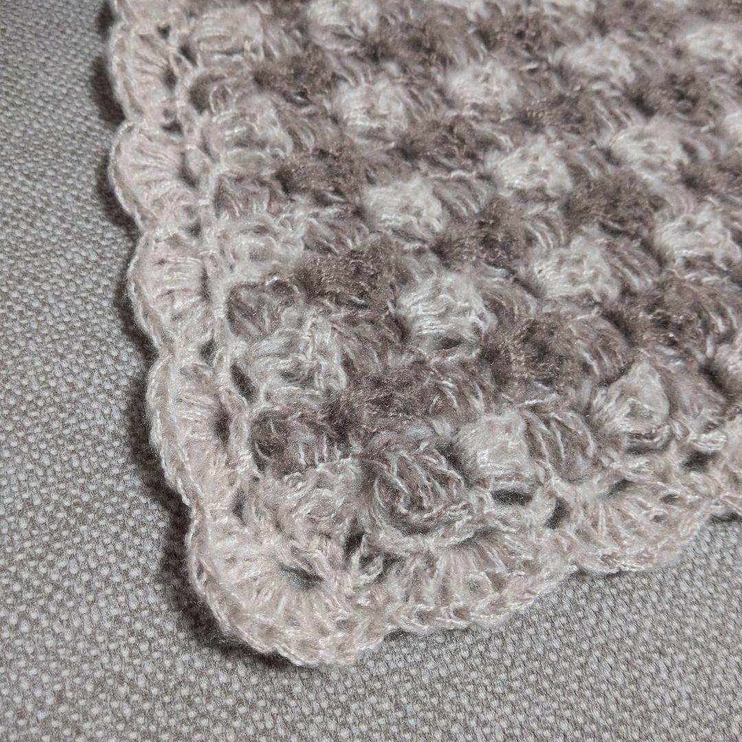 ギンガムチェック柄 手編みブランケット ひざ掛け マルチカバー