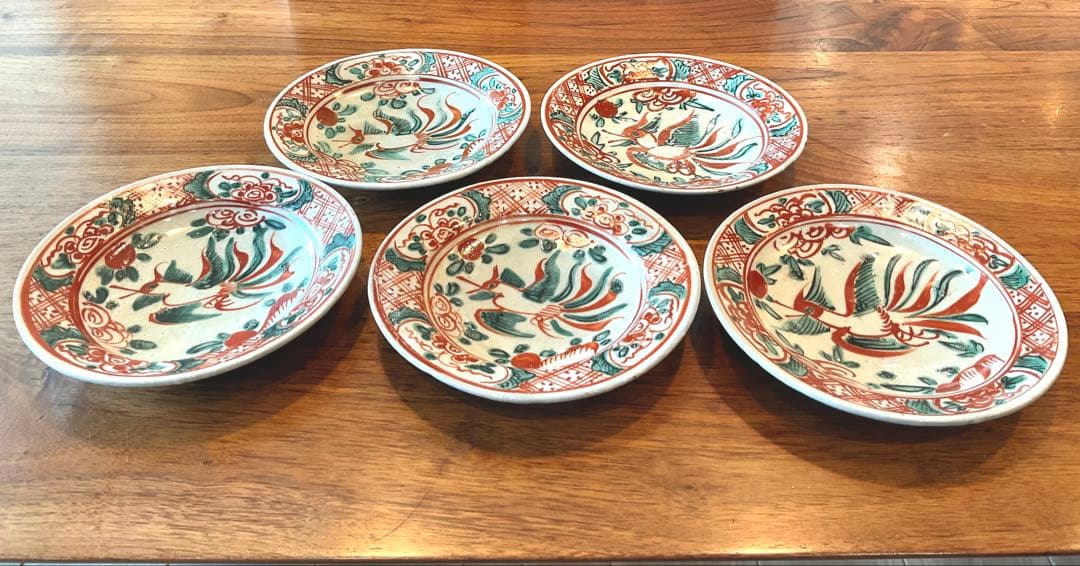 呉須赤絵　鳳凰　小皿　直径15cm 5枚セット