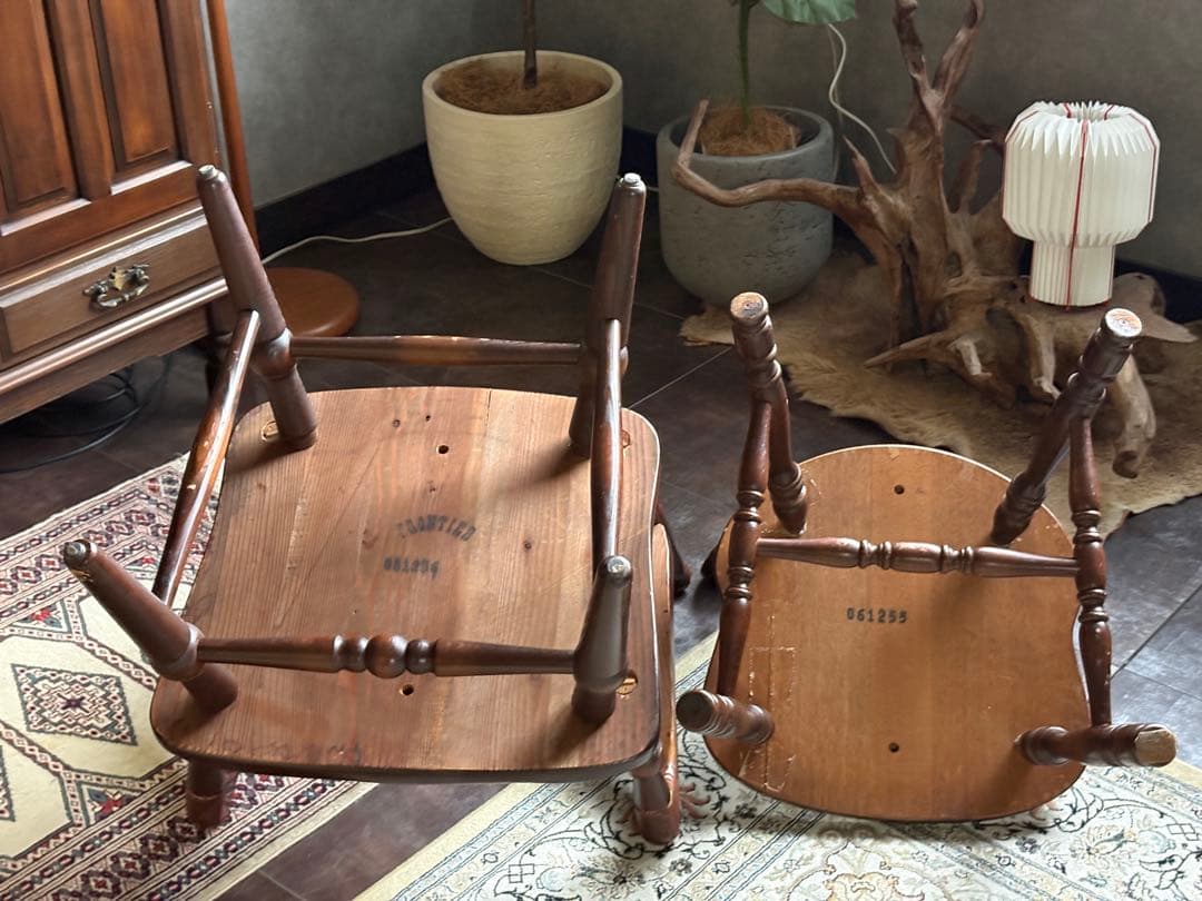 キツツキマーク　飛騨産業　ウッドチェア　キツツキマーク　レトロ　2脚セット　nG