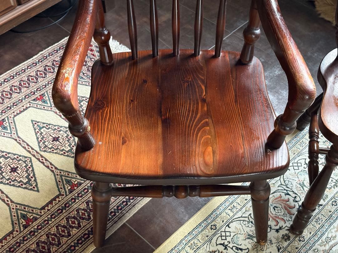 キツツキマーク　飛騨産業　ウッドチェア　キツツキマーク　レトロ　2脚セット　nG