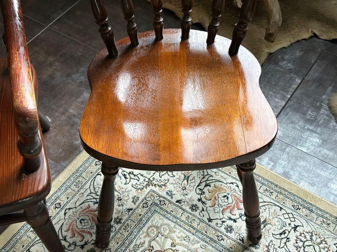 キツツキマーク　飛騨産業　ウッドチェア　キツツキマーク　レトロ　2脚セット　nG