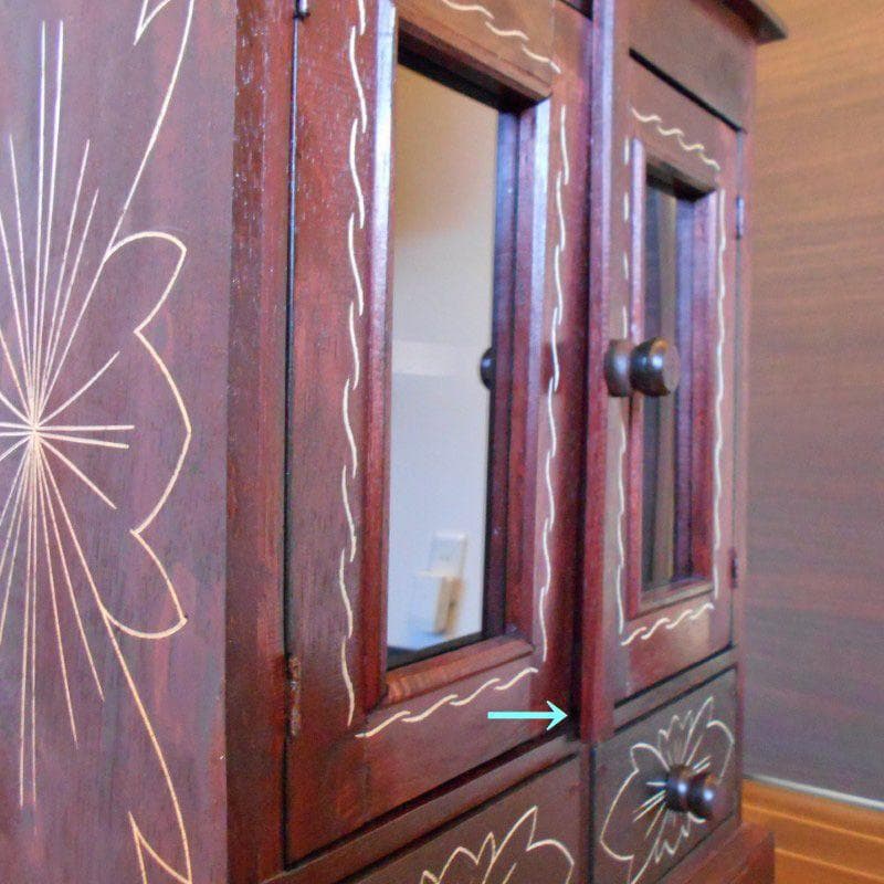 アウトレット品 花柄模様 猫足 キャビネット お祈りかえる付き♪ 完成品家具