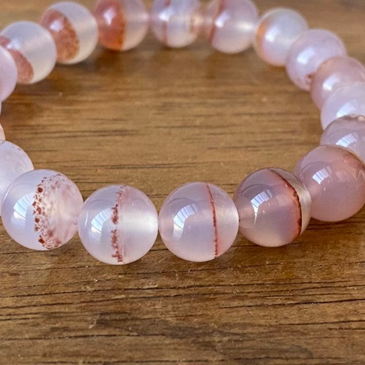 紅朱紗(シナバー)インアゲートブレスレット