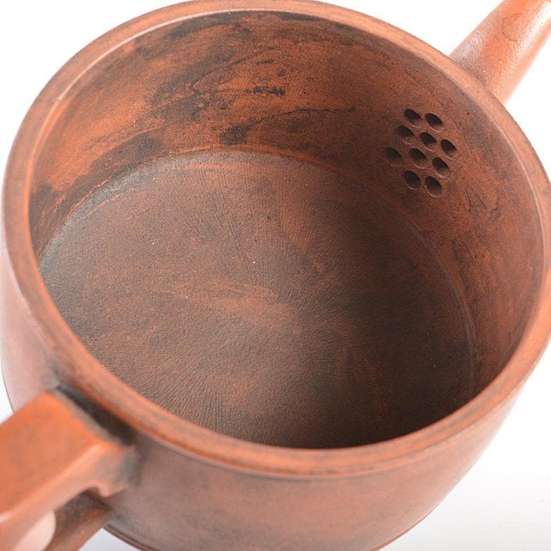 中国　紫砂　朱泥　神獣彫　急須　茶壷　在銘　C　R5513