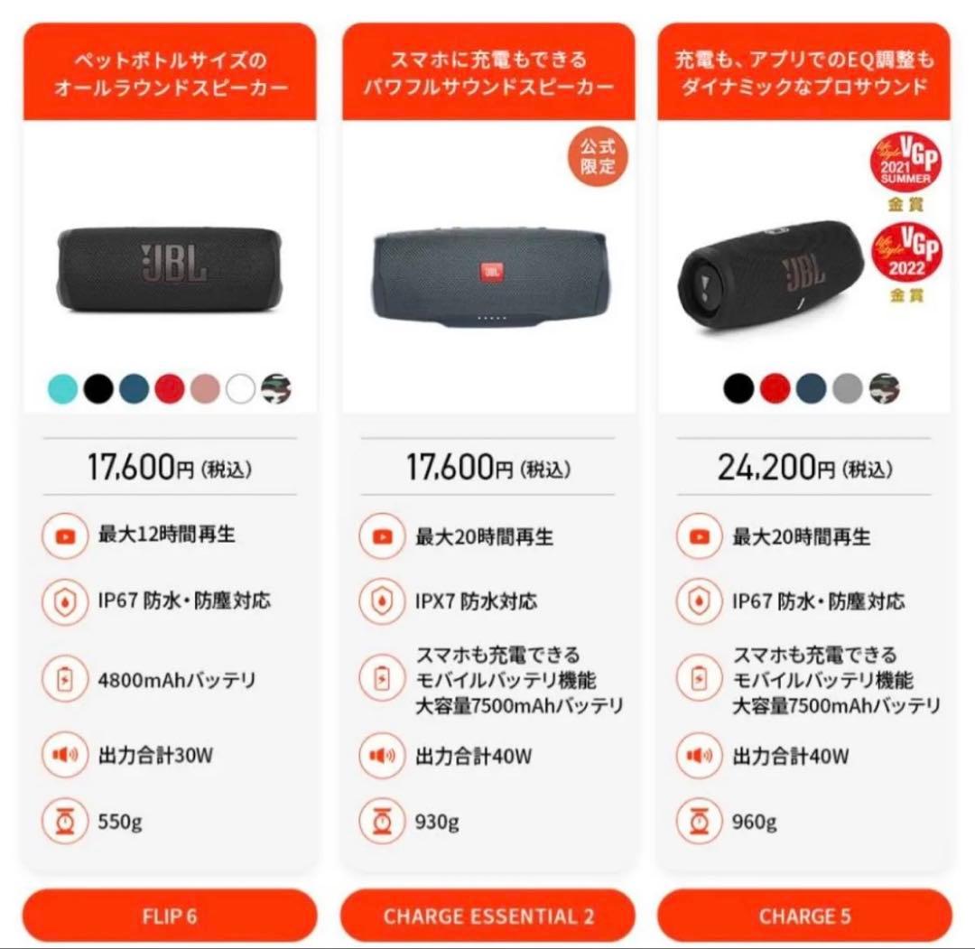 ワイヤレススピーカー JBL 公式 CHARGE ESSENTIAL 2