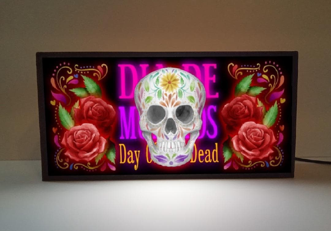 メキシカンスカル 死者の日 カラベラ テキーラ 看板 置物 雑貨 ライトBOX