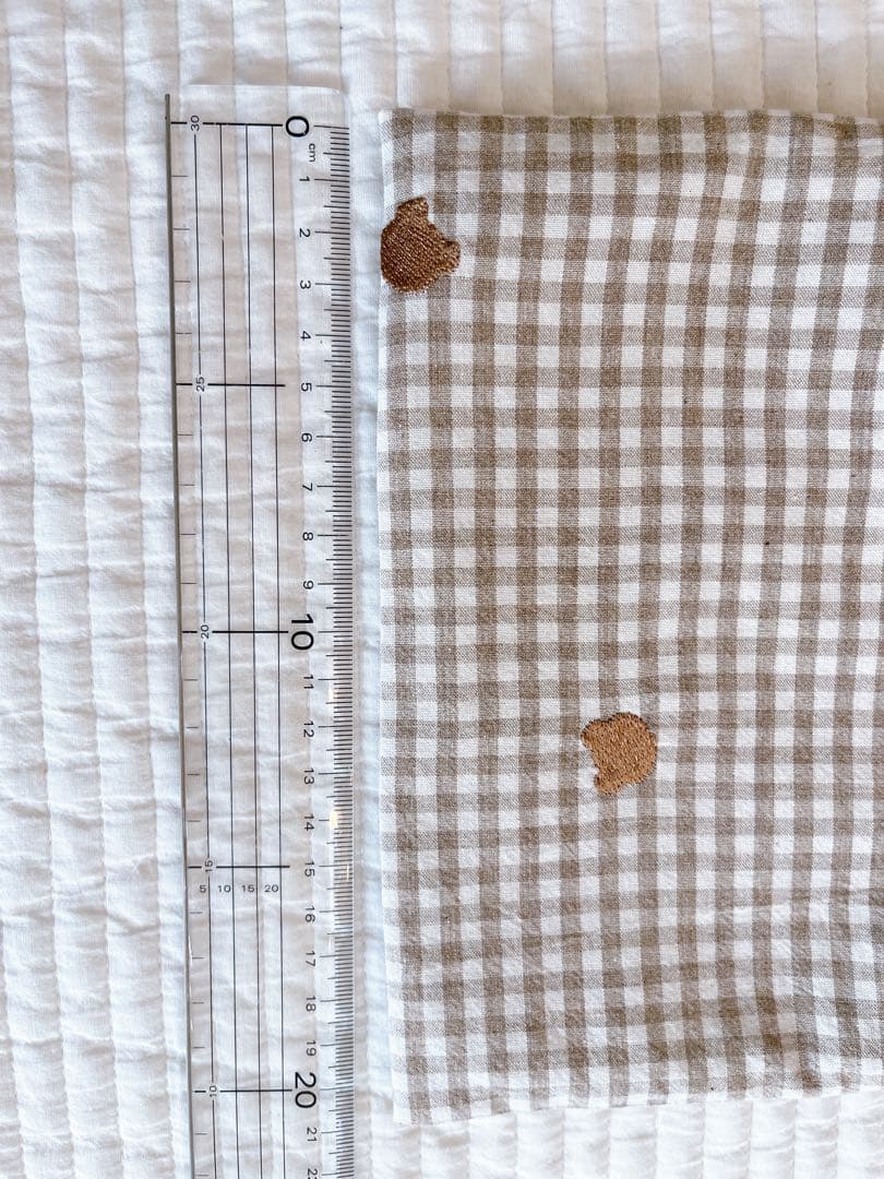 専用★ハンドメイド★巾着  テディベア刺繍✖️チェック柄　コップ袋などに♪