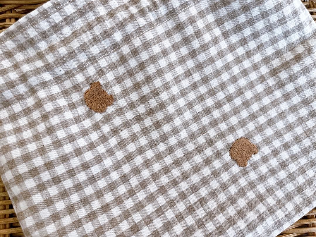 専用★ハンドメイド★巾着  テディベア刺繍✖️チェック柄　コップ袋などに♪