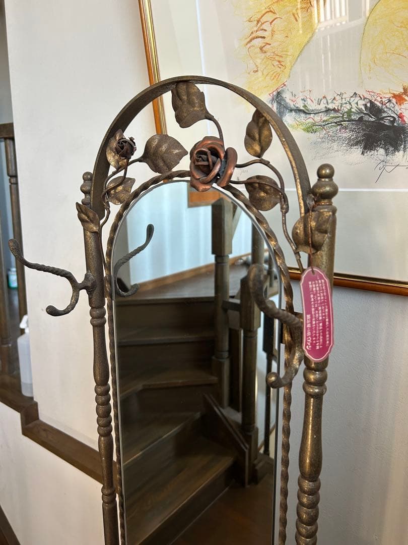 【激レア】アンティーク調 アイアン スタンドミラー コートハンガー フレンチ