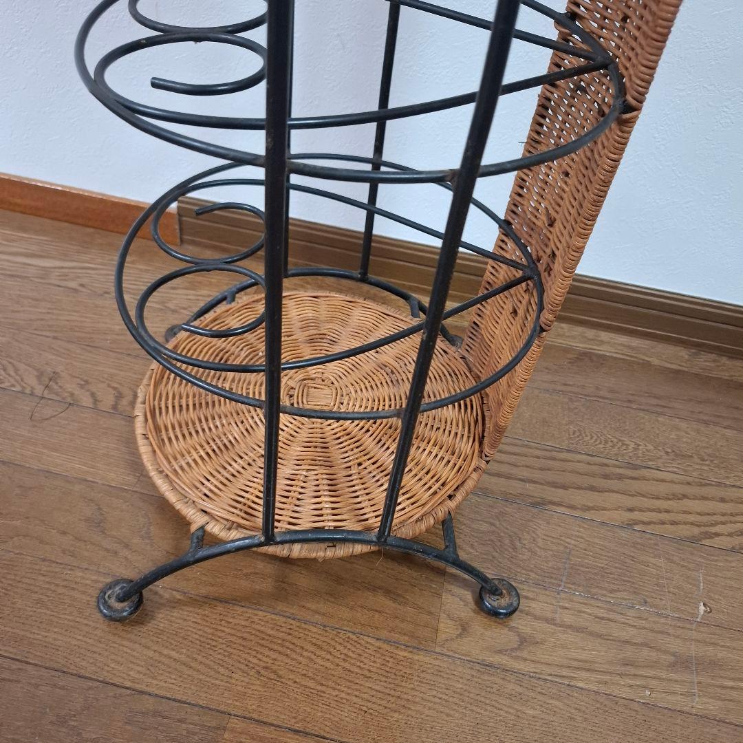 アンティーク調 アイアンフレーム 6段 ラタンラック 飾り棚 花台レトロ