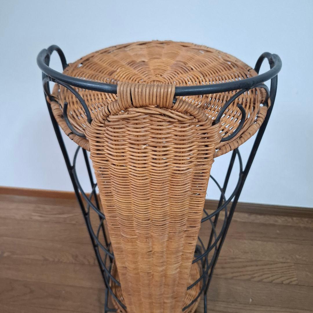 アンティーク調 アイアンフレーム 6段 ラタンラック 飾り棚 花台レトロ