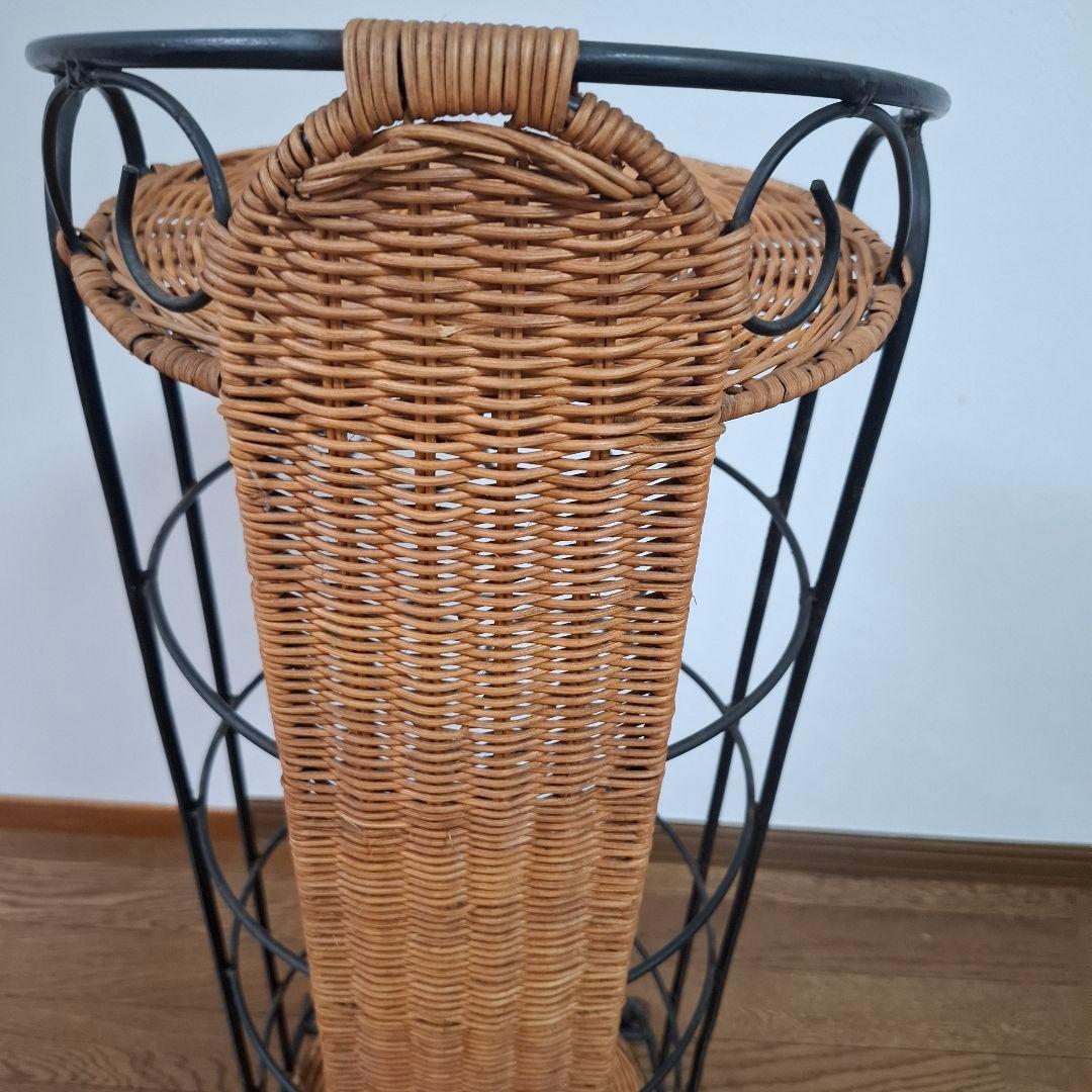 アンティーク調 アイアンフレーム 6段 ラタンラック 飾り棚 花台レトロ