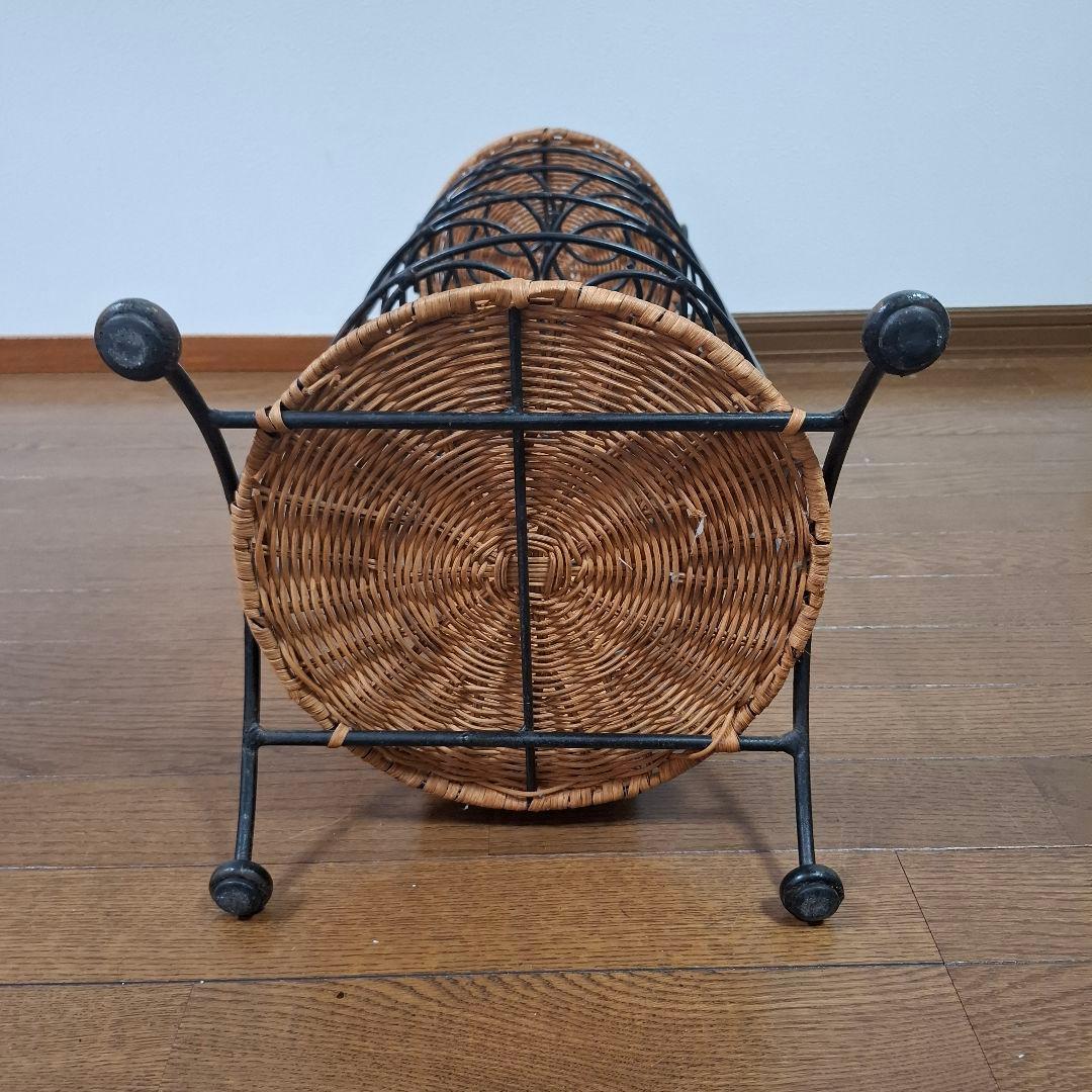 アンティーク調 アイアンフレーム 6段 ラタンラック 飾り棚 花台レトロ