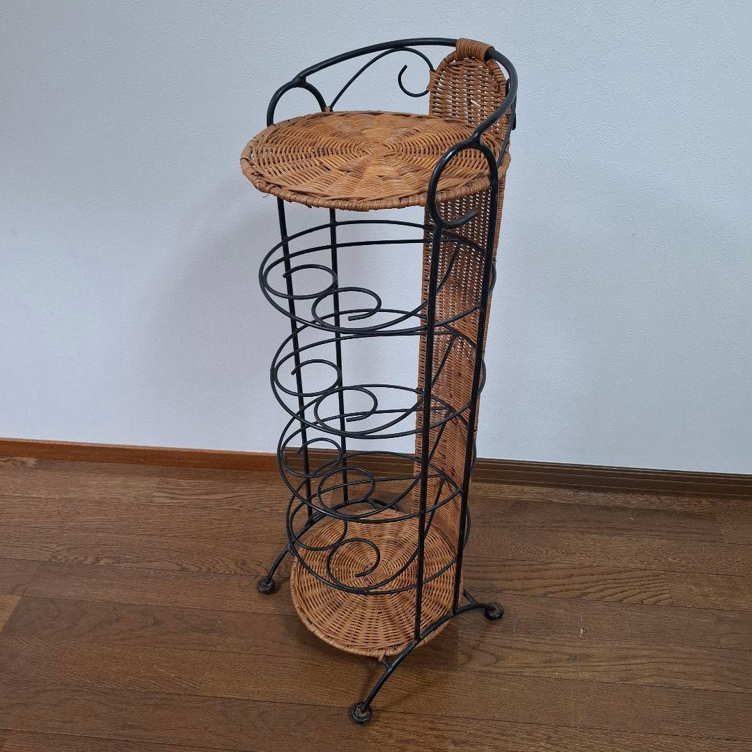 アンティーク調 アイアンフレーム 6段 ラタンラック 飾り棚 花台レトロ