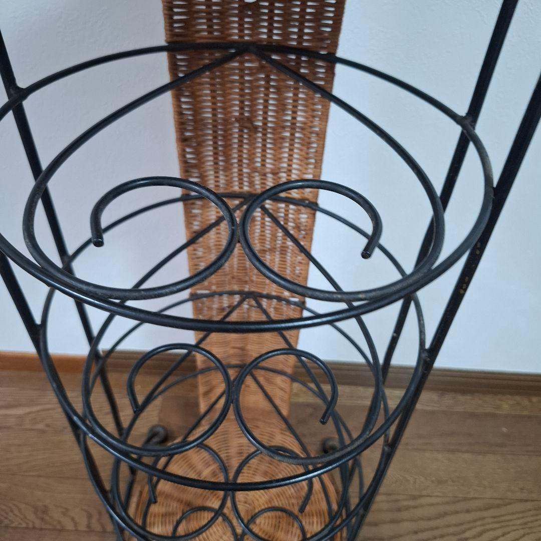 アンティーク調 アイアンフレーム 6段 ラタンラック 飾り棚 花台レトロ