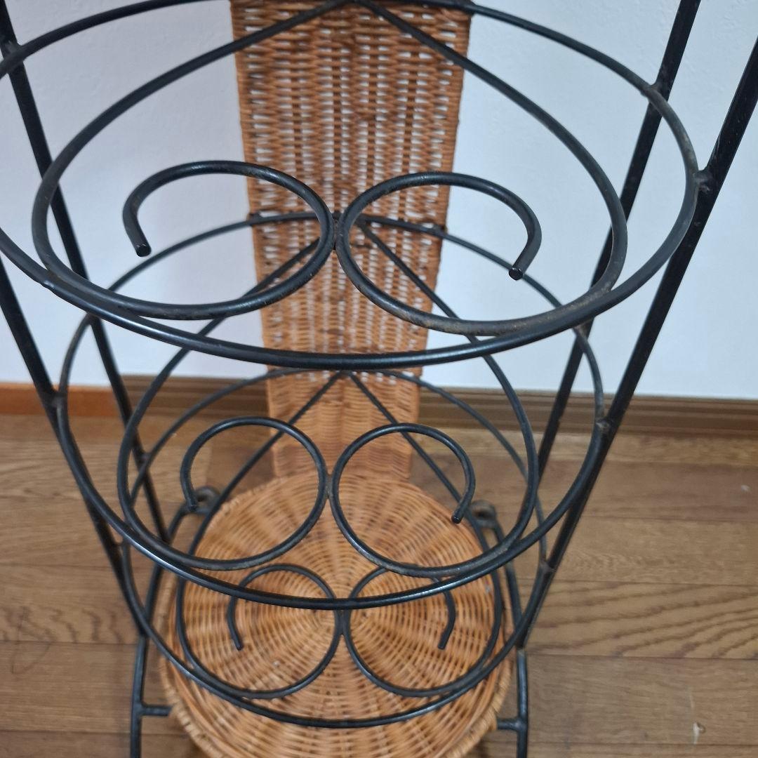 アンティーク調 アイアンフレーム 6段 ラタンラック 飾り棚 花台レトロ