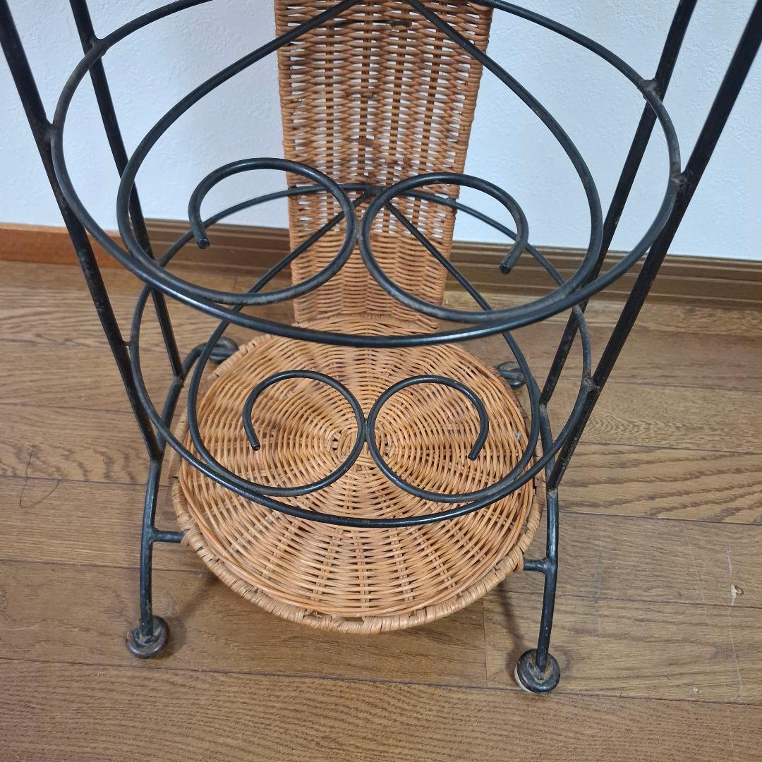 アンティーク調 アイアンフレーム 6段 ラタンラック 飾り棚 花台レトロ