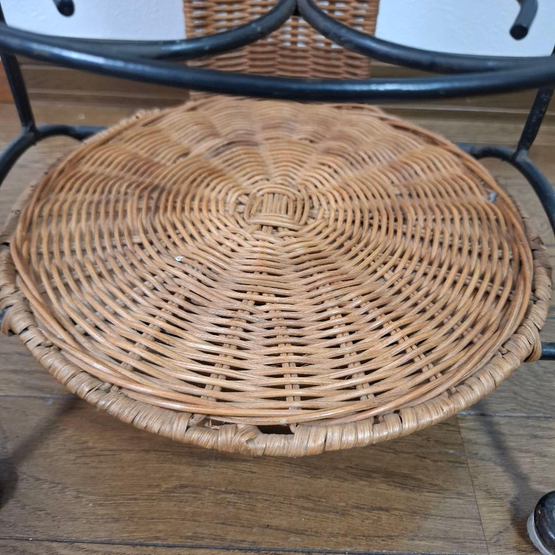 アンティーク調 アイアンフレーム 6段 ラタンラック 飾り棚 花台レトロ