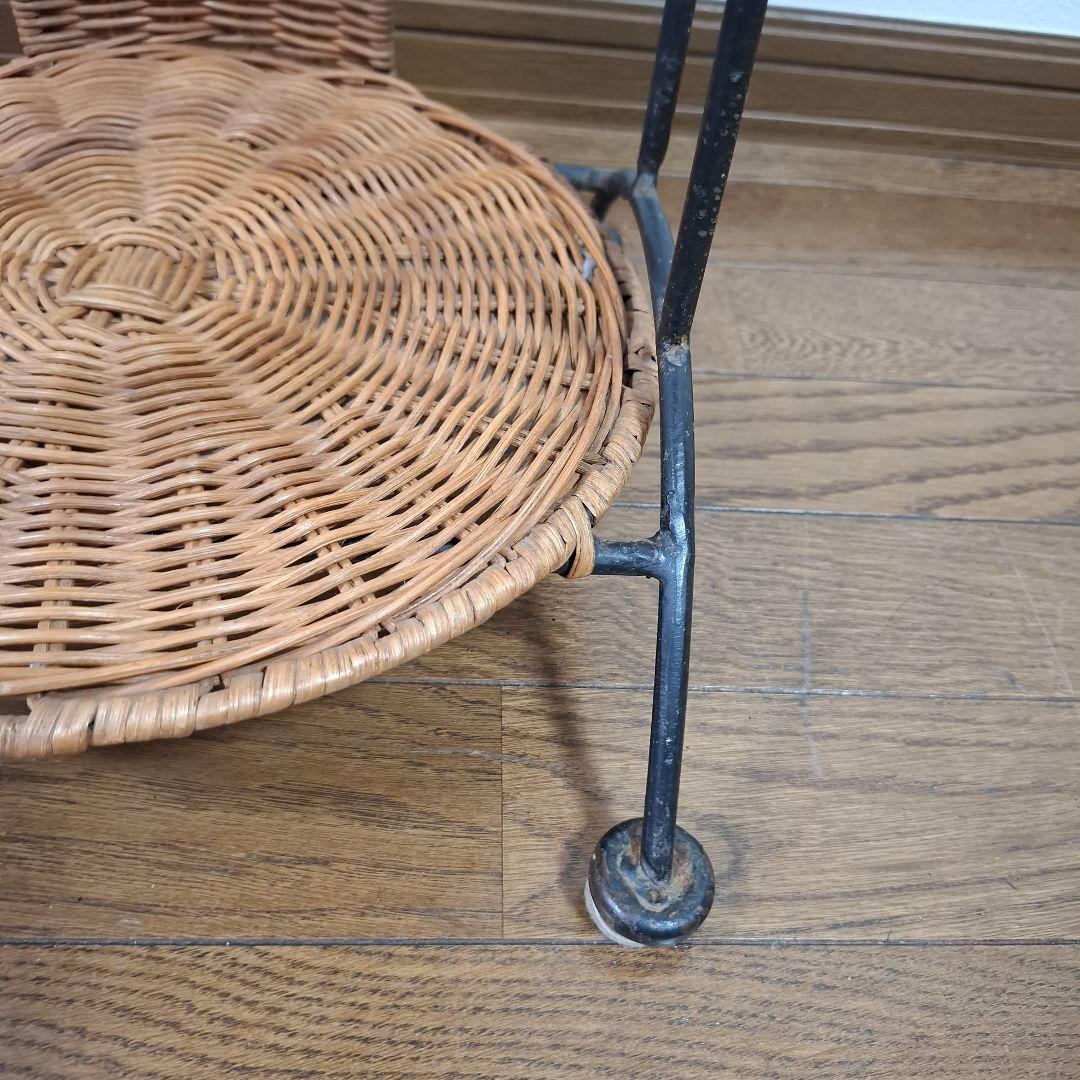 アンティーク調 アイアンフレーム 6段 ラタンラック 飾り棚 花台レトロ