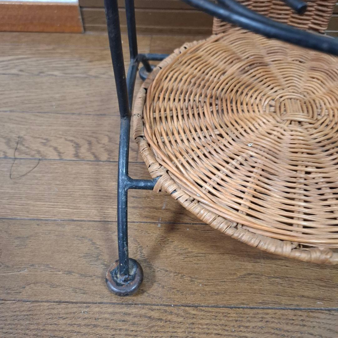 アンティーク調 アイアンフレーム 6段 ラタンラック 飾り棚 花台レトロ