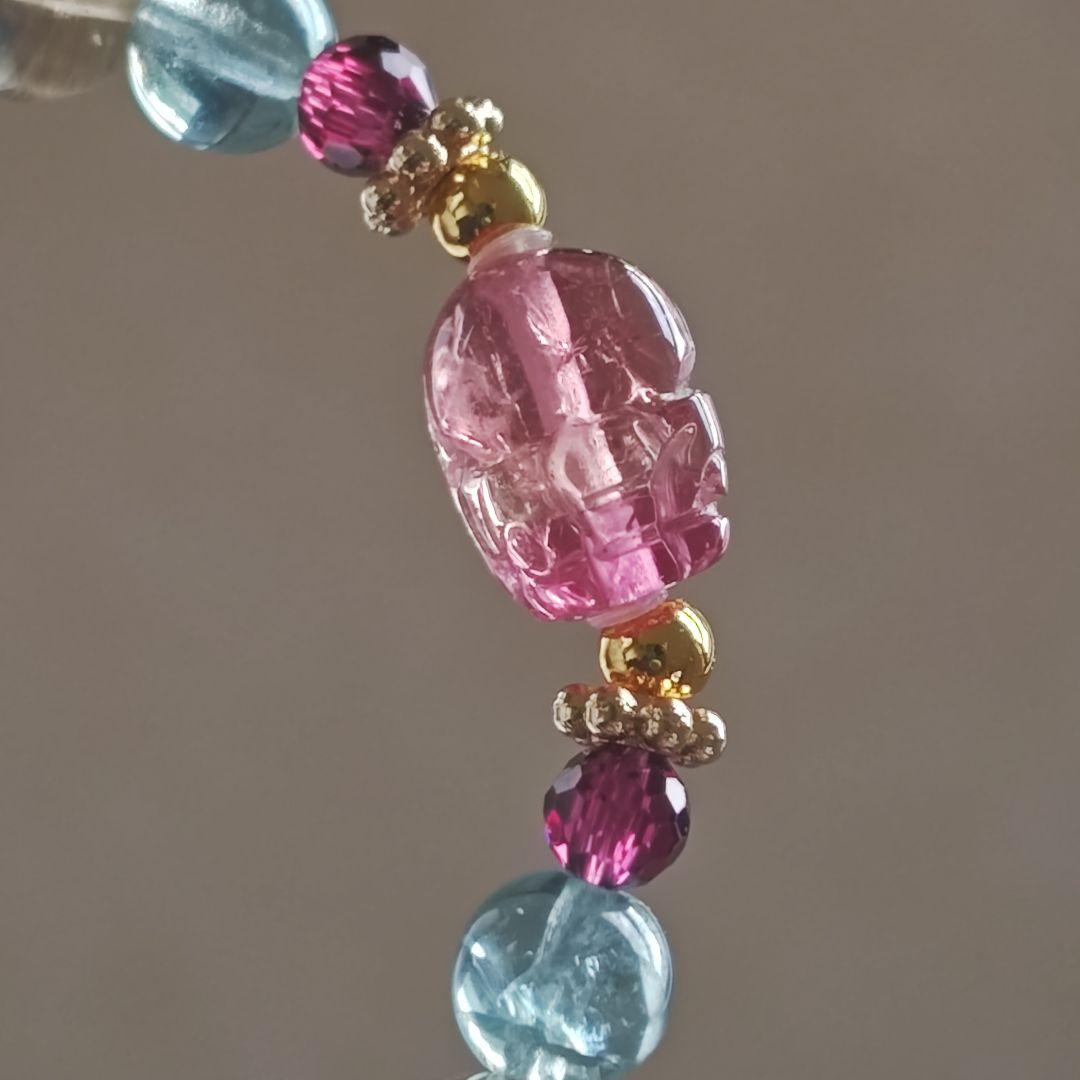 新作♡ピンクトルマリン貔貅の華奢ブレス