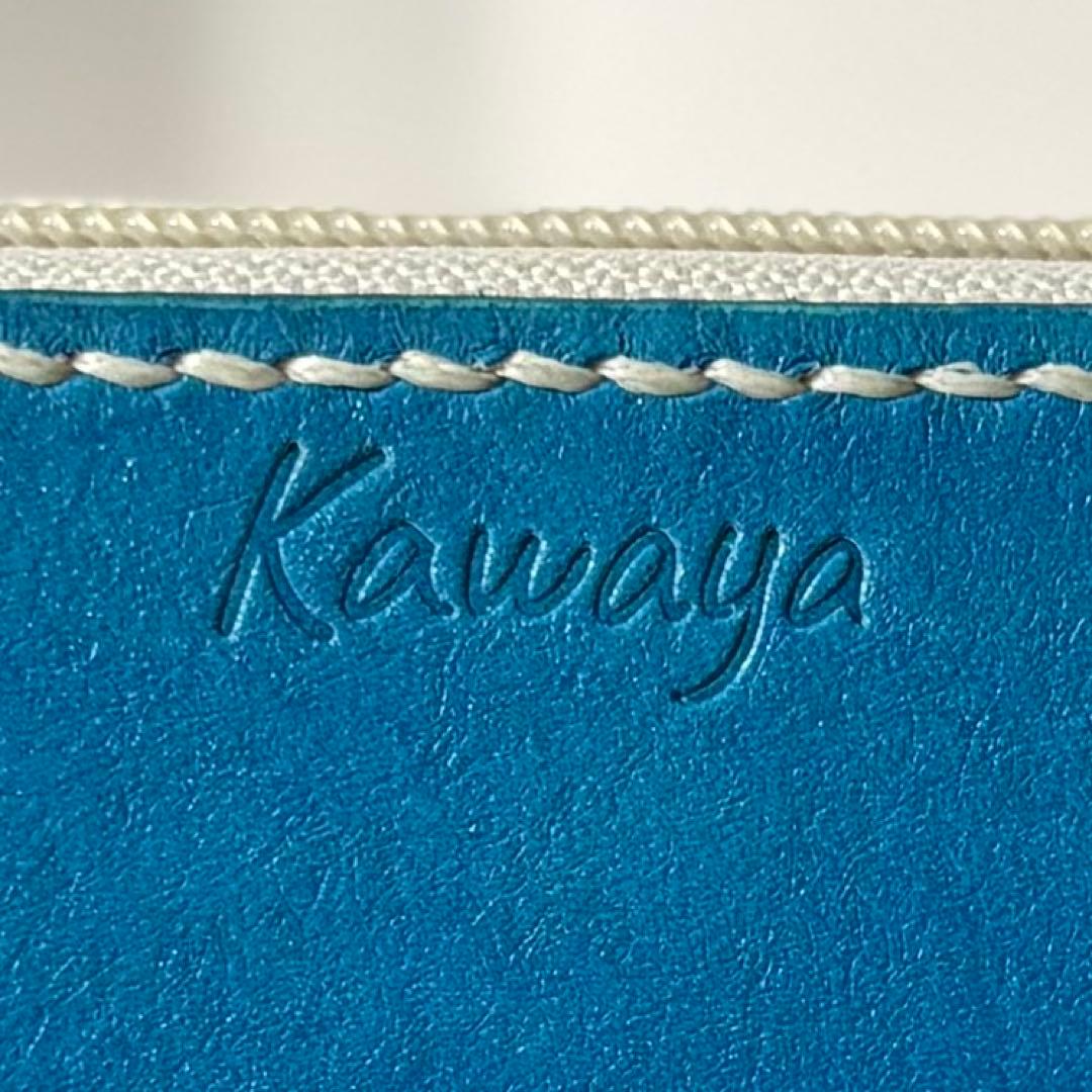 本革 ラウンドファスナー長財布 ラウンドジップ長財布 ハンドメイド ブルー 青