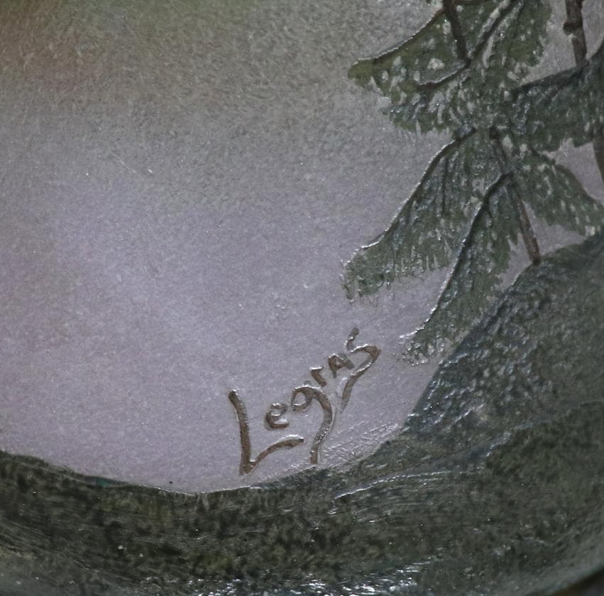 フランソワ・テオドール・ルグラ 26cm 丸型 湖水風景文 アンティーク大型花瓶