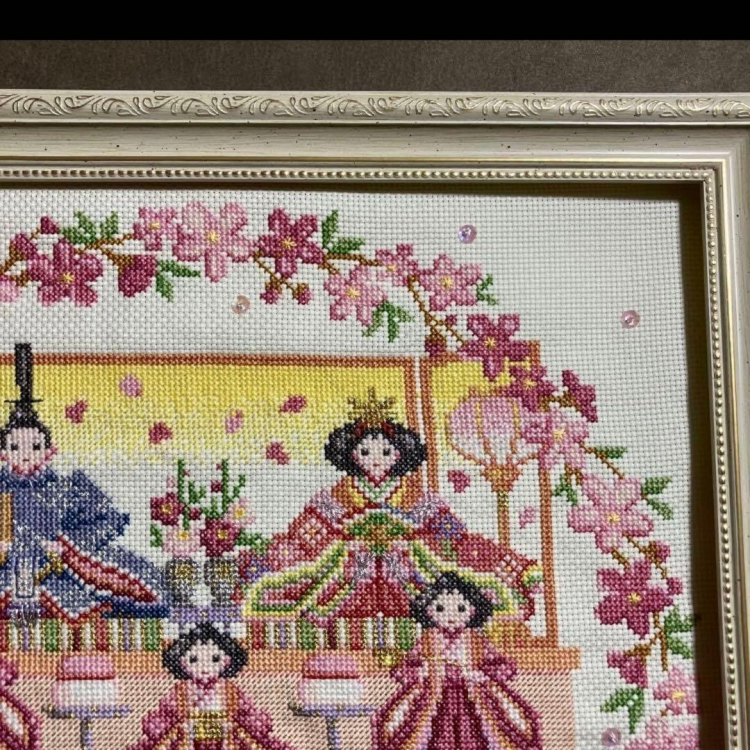 ホビーラホビーレクロスステッチ　花桃リースのお雛様　フレーム付き
