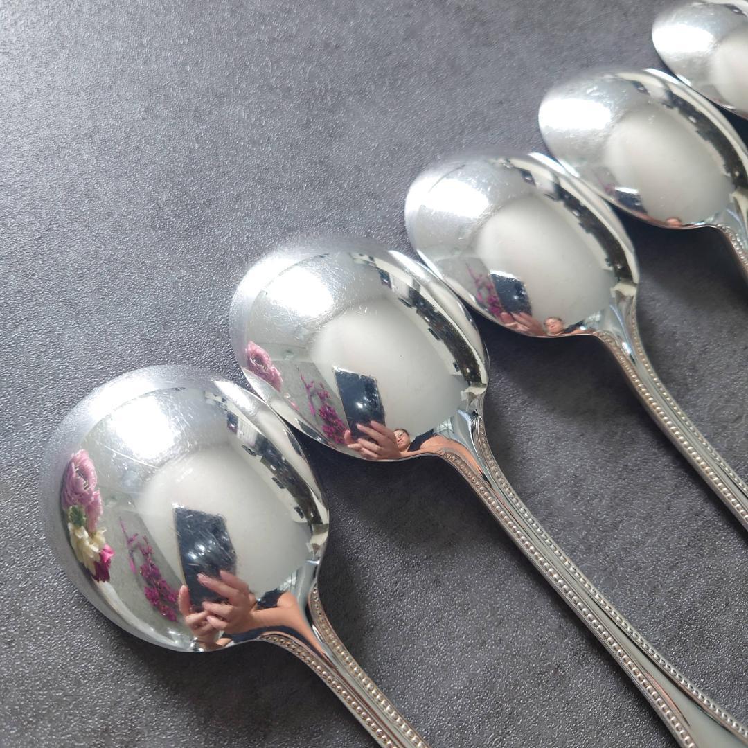 美品 クリストフル パール コンソメスプーン 6点