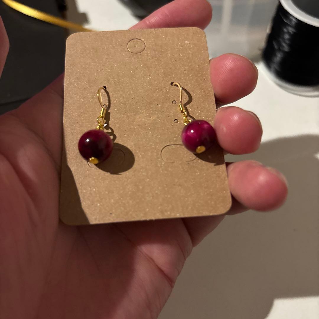 ローズタイガーアイたんのピアスたん！綺麗！