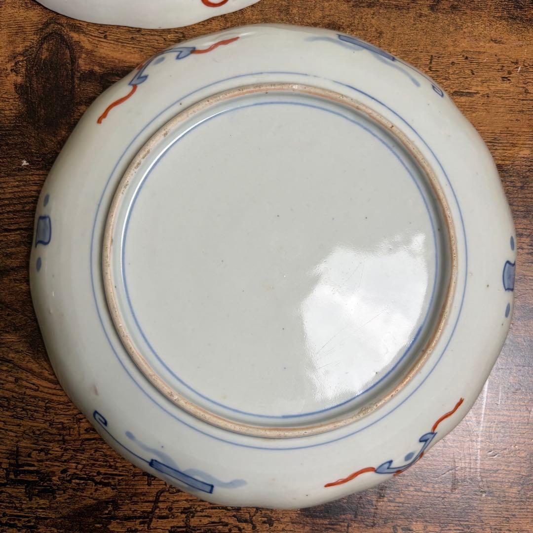 古伊万里 赤絵風景画七寸皿 二客 大皿/お皿/中皿 22