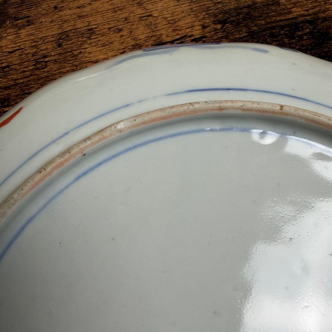 古伊万里 赤絵風景画七寸皿 二客 大皿/お皿/中皿 22