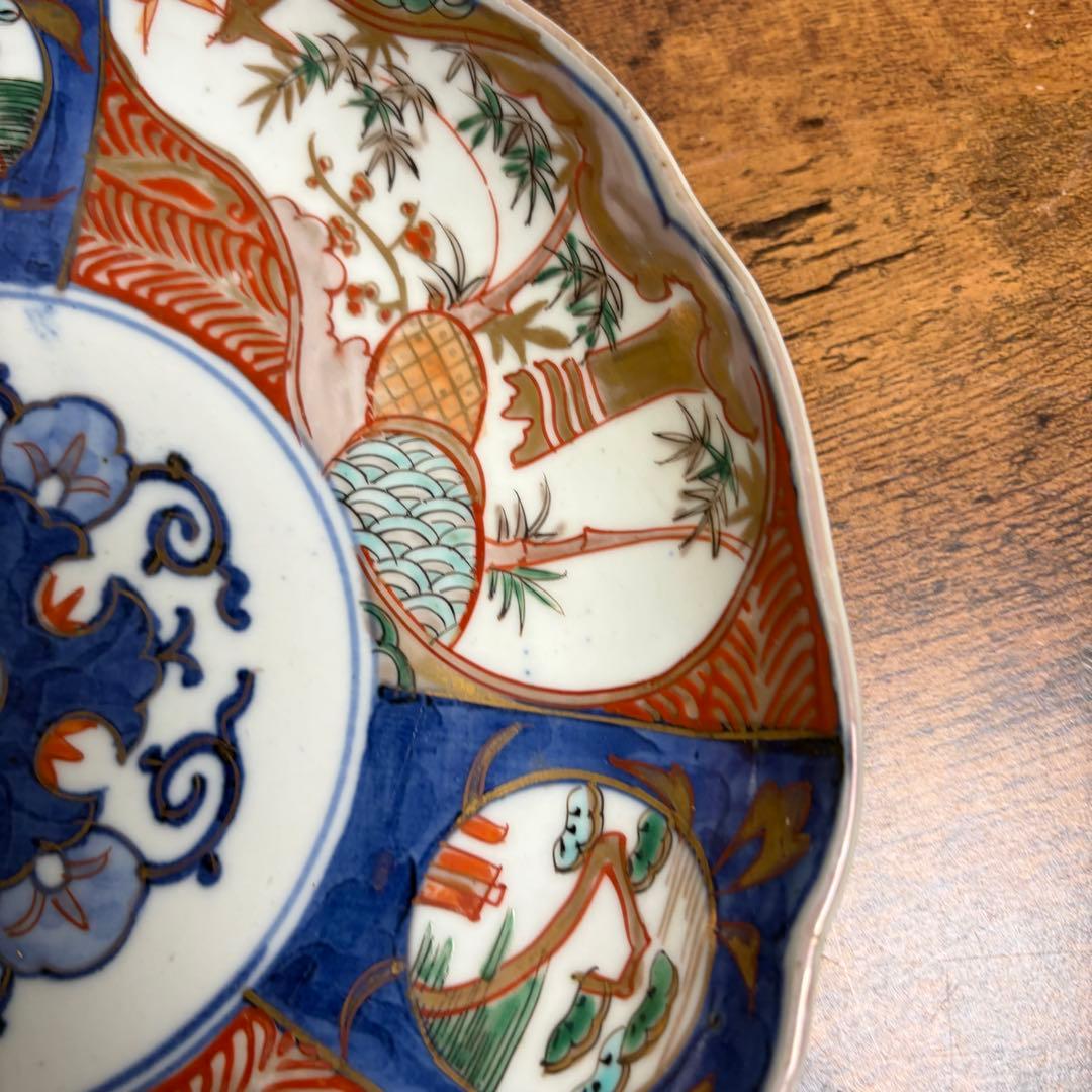 古伊万里 赤絵風景画七寸皿 二客 大皿/お皿/中皿 22